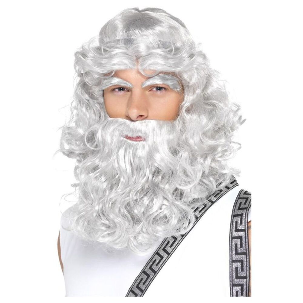 Smiffys Mens Zeus Wig Set / Gray